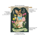 Vintage Easter Bunny Burlap Flag House