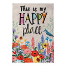 My Happy Place Burlap Flag Garden