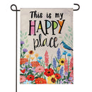 My Happy Place Burlap Flag Garden