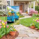 Blue Truck Fresh Market Burlap Garden Flag Garden