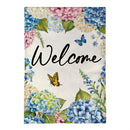 Hydrangea & Butterfly Burlap Flag Garden