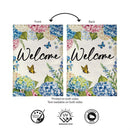 Hydrangea & Butterfly Burlap Flag Garden