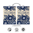 Floral Welcome-ish Burlap Flag Garden