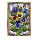 Stained Glass Pansies Burlap Flag House