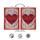 Stained Glass Heart Burlap Flag Garden