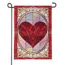 Stained Glass Heart Burlap Flag Garden