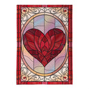 Stained Glass Heart Burlap Flag House