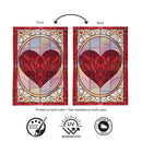 Stained Glass Heart Burlap Flag House