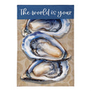 The World Is Your Oyster Burlap Flag Garden
