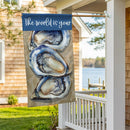 The World Is Your Oyster Burlap Flag House