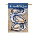 The World Is Your Oyster Burlap Flag House