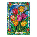 Stained-Glass Tulips Burlap Flag Garden