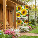 Sunflower Burst Burlap Flag House
