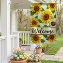 Sunflower Burst Burlap Flag House