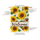 Sunflower Burst Burlap Flag House