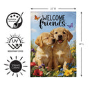 Pet Central Welcome Friends Puppies Burlap Flag Garden