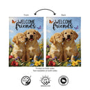 Pet Central Welcome Friends Puppies Burlap Flag Garden