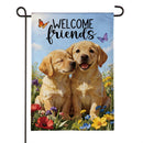 Pet Central Welcome Friends Puppies Burlap Flag Garden