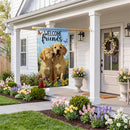 Pet Central Welcome Friends Puppies Burlap Flag House