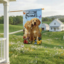 Pet Central Welcome Friends Puppies Burlap Flag House