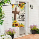 With God Anything Is Possible Burlap Flag House