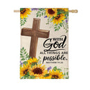 With God Anything Is Possible Burlap Flag House