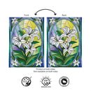 Stained Glass Easter Lilies Burlap Flag Garden