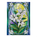Stained Glass Easter Lilies Burlap Flag House