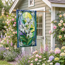 Stained Glass Easter Lilies Burlap Flag House