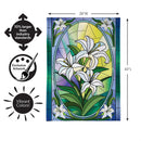 Stained Glass Easter Lilies Burlap Flag House