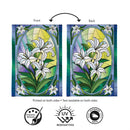 Stained Glass Easter Lilies Burlap Flag House