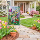 Stained Glass Dragonflies Burlap Flag Garden
