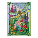 Stained Glass Dragonflies Burlap Flag Garden