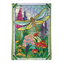Stained Glass Dragonflies Burlap Flag House