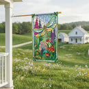 Stained Glass Dragonflies Burlap Flag House