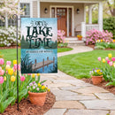 On Lake Time Burlap Flag Garden