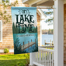 On Lake Time Burlap Flag House
