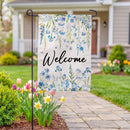 Welcome Blue Wildflower Burlap Garden Flag Garden