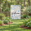 Welcome Blue Wildflower Burlap Garden Flag Garden