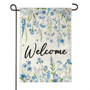 Welcome Blue Wildflower Burlap Garden Flag Garden