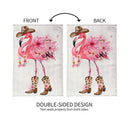 Western Flamingo  Burlap Garden Flag