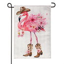 Western Flamingo  Burlap Garden Flag