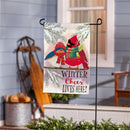 Winter Cheer Portly Birds Burlap Flag Garden