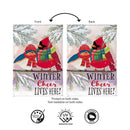 Winter Cheer Portly Birds Burlap Flag Garden