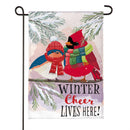 Winter Cheer Portly Birds Burlap Flag Garden