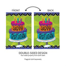 Ric Rac Happy Birthday Cake Burlap House Flag