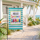 Hello Summer Burlap Garden Flag Garden