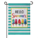 Hello Summer Burlap Garden Flag Garden