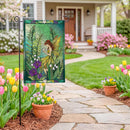 Stained Glass Garden Fairy Burlap Flag Garden