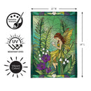 Stained Glass Garden Fairy Burlap Flag Garden